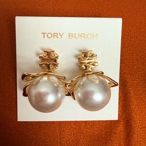 Tory Burch Gold Pearl Drop Earrings